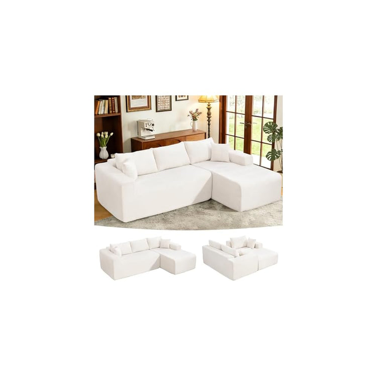108" Cloud Sectional Couch L-Shaped Sofa Beige Right Facing Chaise