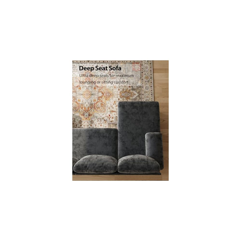U-Shaped Sectional Couches for Living Room | 112 Inch Modern Sectional Couch | Dark Grey Chenille Sofa with Double Chaise for Apartment
